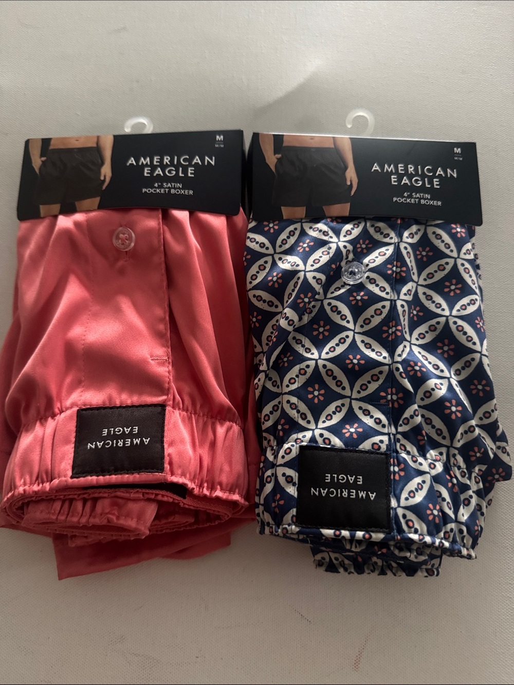 Satin Boxers Mens Medium 2 Pack American Eagle Pink Blue